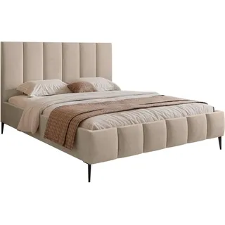 Selsey Sarafino - Polsterbett 140x200 cm, mit Bettkasten, Lattenrost und Metallfüßen, beige - Beige