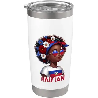 Haiti Flagge Shirt für Frauen, Haiti Flagge Shirt für Mädchen Haiti Doppelwandiger Edelstahl-Thermobecher
