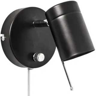 Wandlampe Wandspot Metall GU10 B: 11 cm klein Schwarz mit Kabel Leselampe Wand