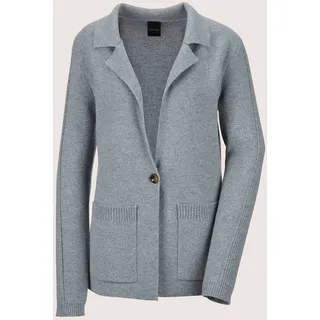MADELEINE Strickjacke "Strickblazer Strickjacke aus Merinowolle und Kaschmir" 1-Knopf Strickblazer, steingrau, melange