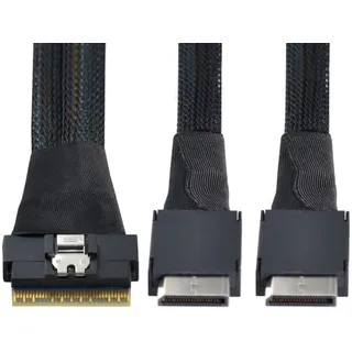 chenyang 1,64 Fuß SlimSAS zu Oculink Kabel, SFF-8654 8i 1 auf 2 SFF-8611 4i Kabel für Server, Switches, Router, Festplatten