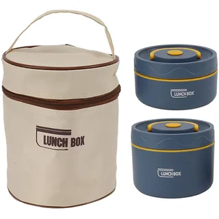 HAOHIZE Thermobehälter für Essen Thermos, Isolierte Lunchbox mit Lunchtasche, Edelstahl Thermal Lunch Box, Auslaufsichere Thermo Lunchbox Set, Bento Box für Erwachsene, Kinder (2 Insulated Box)