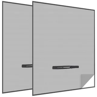 infactory Fliegennetz: 2er-Set Fliegengitter mit Fenster-Zugang, 150 x 180 cm, schwarz (Fliegenschutz, Fliegengitter Dachfenster, Klettband)
