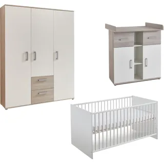 arthur berndt Babyzimmer-Komplettset »Lotti«, (Set, 3 tlg., Kinderbett, Schrank, Wickelkommode), Made in Germany; mit Kinderbett, Schrank und Wickelkommode, weiß