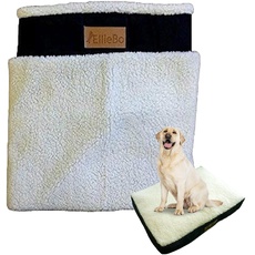 Ellie-Bo Ersatz Hundebett Cover mit Faux Wildleder und Schaffell, 87 x 57 cm, groß, Schwarz