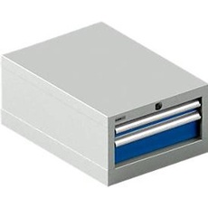 Schäfer Shop Select  Schubladenschrank 18-27, 2 Schübe (H 50/100mm), bis 200 kg, B 411 x T 572 x H 250 mm, enzianblau/lichtgrau