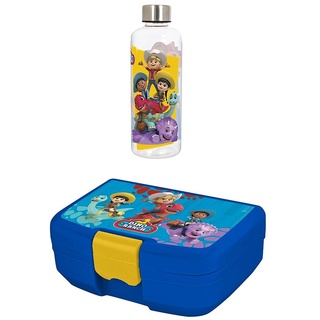 p:os 35124 + 35127 Dino Ranch - Pausenset für Junior-Rancher, 2-teiliges Lunch-Set mit Brotdose und Trinkflasche, praktisch und auslaufsicher, ideal für Kindergarten, Schule und Freizeit