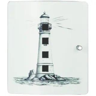BURG-WÄCHTER Schlüsselbox mit Motiv, 10 Haken, Edelstahltür mit 90° Öffnungswinkel und Magnetverschluss, 6204/10 Ni Leuchtturm, Schwarz/Edelstahl