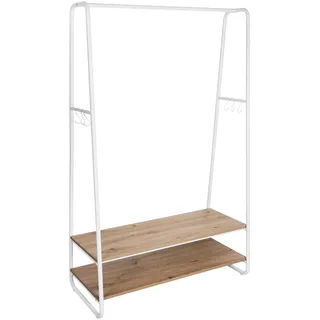 Xora Garderobenständer , Naturfarben, Weiß , Metall, Holzwerkstoff , 100x160x45 cm , Schuhablage, Hutablage, standfeste Füße, Jackenhalter , Garderobe, Garderobenständer