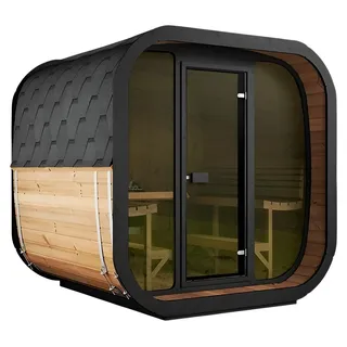 Premium Holz Outdoor Dampfbad Sauna Barrel für 4-6 Personen - Schwarz