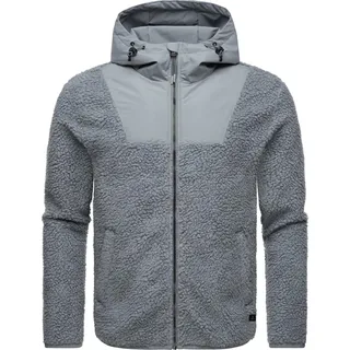 Ragwear Sweatjacke »Fleecejacke Adar«, Angesagte Herren Plüschjacke mit hohem Kragen, grau