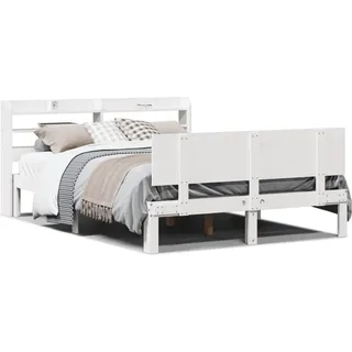 vidaXL Bettgestell mit Kopfteil ohne Matratze Weiß 160x200 cm - Weiß
