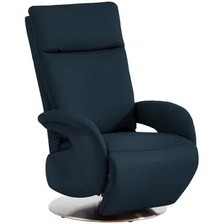Cantus Relaxsessel , Dunkelblau , Metall , Echtleder , Color-Finish-Leder , 70x108x80 cm , Goldenes M , Fußauswahl, Lederauswahl, Stoffauswahl, Relaxfunktion, Sitzfläche 360° drehbar, inklusive Armlehnen , Wohnzimmer, Sessel, Ledersessel