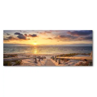 Tulup® Küchenrückwand Spritzschutz aus Glas -125x50 -Spritzschutz auf gehärtetes Glas Deko Landschaften Weg zum Strand - Gelb
