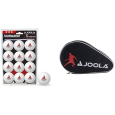 JOOLA Unisex – Erwachsene Tournament 40+ Tischtennisbälle, weiß & 80505 Tischtennisschläger Hülle Pocket Double Tischtennishülle für 2 Wasserabweisende Tischtennistasche, Schwarz/Rot, 28 x 17 x 4 cm