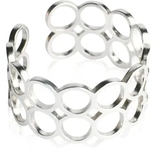 Offener Statement Ring Damen • Chunky Cuff Ring • Edelstahl Schmuck mit geometrischem Design • verstellbar ab Größe 60 (Ø 19 mm)