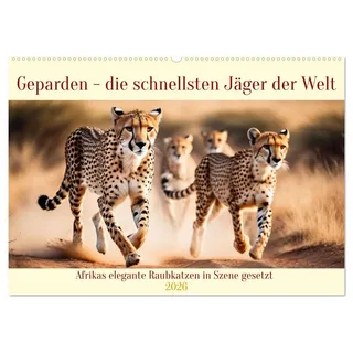 Geparden - die schnellsten Jäger der Welt (Wandkalender 2026 DIN A2 quer), CALVENDO Monatskalender: Afrikas elegante Raubkatzen in Szene gesetzt (CALVENDO Tiere)