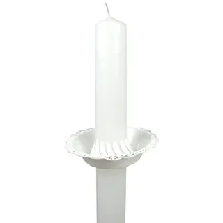 TROPFENFÄNGER aus Kunststoff für Kerzen Ø 3–4 cm – Stilvoller KERZENTROPFSCHUTZ für KOMMUNIONSKERZEN, Tauf- & Hochzeitskerzen – Praktisch & dekorativ – MaMeMi Markenqualität