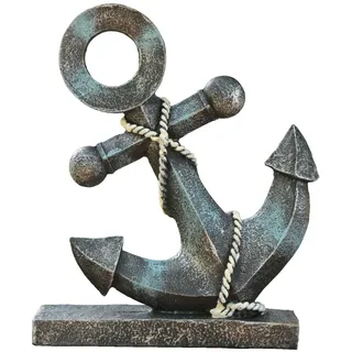 CFSky Nautische Anker Figur aus Kunstharz, 21,5 cm Hoch, Schwarz Blau, Maritime Deko zum Hinstellen, Schiffsanker Modell Verzierung Statue Geschenk für Haus Bar