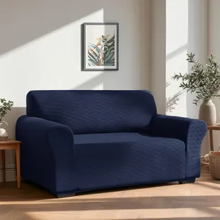 Deconovo Stretch Sofa Abdeckung waschbar Sofabezug dehnbar Sofaüberwurf Sesselbezug Sofahusse Super Elastisch für Wohnzimmer, 2-Sitzer, 152 * 83 * 89cm, Marineblau