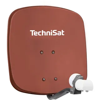TechniSat DIGIDISH 45 – Satelliten-Schüssel für 2 Teilnehmer (45 cm kleine Sat Anlage - Wandhalterung und Universal Twin-LNB) rot