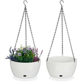 Relaxdays Blumenampel 67 x 28,5 cm Weiß