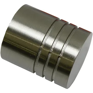 GARDINIA Gardinenstangen-Endstück Zylinder 1-läufig Ø 20 mm 2-er Pack Edelstahl-Optik