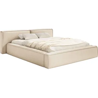 Selsey Tilves Low – Polsterbett 180x200 mit Bettkasten und Lattenrost, Chenille, hellbeige - Beige