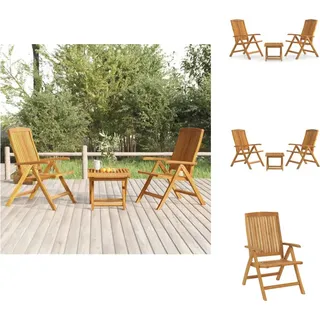 vidaXL 3-tlg. Garten-Lounge-Set Massivholz Teak - Gartenmöbel-Sets - Braun