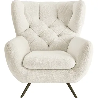 3C Candy Sessel »Beatrice Ohrensessel mit Knopfheftung im Rücken« bequemer Retro Solitärsessel auch in Cord und Fellimitat, weiß