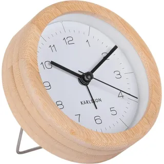 Wecker mit Bambusgehäuse NEAT, Ø 10 cm - Weiß