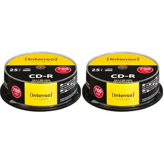 Intenso 1001124 CD-R Rohlinge 700MB, 52x, Spindel, 25er Cakebox (Packung mit 2)
