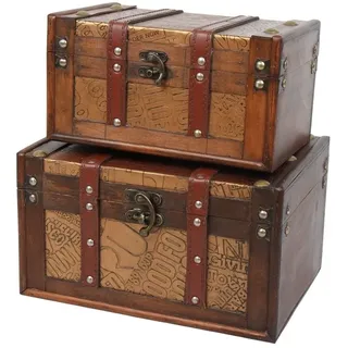 Deko Vintage Koffer 2-er Satz hochwertige Holztruhen Kisten Retro l 28/20 cm
