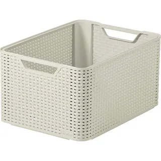 Curver 189337 Aufbewahrungskorb, Rattanoptik, L, Elfenbein