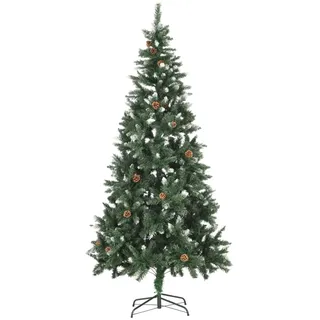 vidaXL Künstlicher Weihnachtsbaum Kiefernzapfen Weißem Glitzer 210 cm