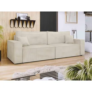 Mirjan24 Schlafcouch Cord 2-Sitzer Beige