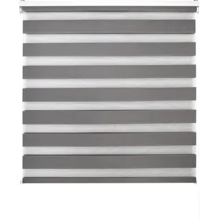 Decorblind Doppellagiges Rollo für Nacht und Tag, Montage an Wand oder Decke, Maße: Breite 100 x Länge 250 cm, Maße Stoff: 97 x 245 cm, Anthrazit, Nacht- und Tagesfenster