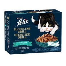 12x80g Somon, ton, cod și cambulă Tasty Shreds Felix Hrană pisici