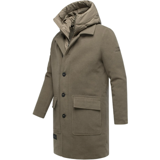 Trenchcoat STONE HARBOUR "Wollmantel Thiagoo XX", Herren, Gr. 3XL, braun (stone braun), Obermaterial: 95% Polyester PES. 3% Viskose CV. 2% Elasthan EL. Obermaterial: Futter: 100% Polyester PES. 100% Polyester PES., Mäntel Trenchcoat