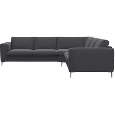 FLEXLUX Ecksofa »Fiore«, breite Armlehnen, Kaltschaum, Füße Alu, grau