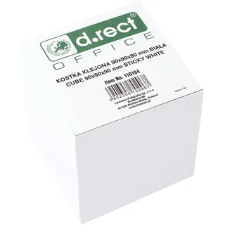 D.RECT Zettelklotz Notizklotz | 90x90x90mm circa 850 blatt | kopfgeleimt |Weiß
