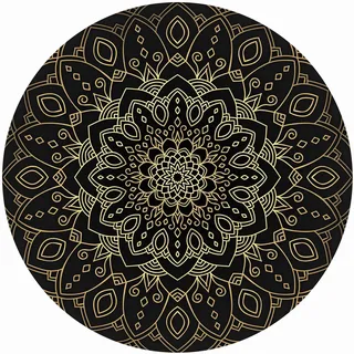 micasia Vinylteppich rund nass abwischbar Muster Bodenschutz - Made in Germany - Mandala Orientalisch 2,2mm dünne Vinyl Bodenmatte Gold Küche Flur trittsichere Matte 1838 (60x60cm)