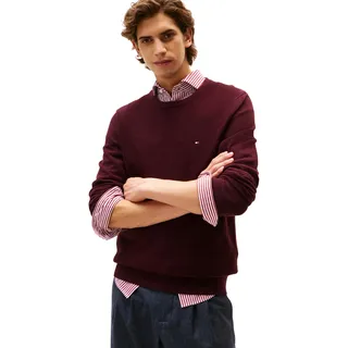 Tommy Hilfiger Herren Pullover Essential Structure Crew Neck Regular Fit, Rot (Deep Burgundy), XL