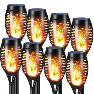 NEXVIN Solarleuchte 8 Stück IP65 inkl. LED-Lampe Flammeneffekt