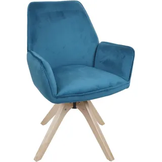 MCW Esszimmerstuhl G67 Drehbar Holz Samt Türkis-Blau