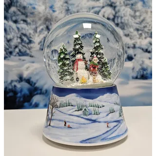 Schneekugel Weihnachten Spieluhr | Schneemann Steht | B: 10cm | 20129 | Schneemann Romantischer Winterspaziergang | Spieluhr Winter Wonderland | Höhe 14cm | Schüttelkugel Weihnachtsdekoration