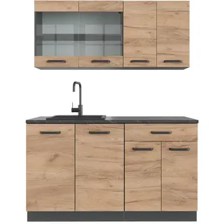 Vicco Küchenzeile R-Line 140 cm Eiche/Anthrazit
