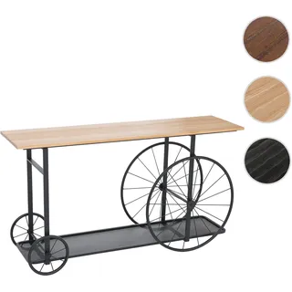 Konsolentisch HWC-Q67, Telefontisch Tisch, Reifen Industrial Retro Holz 81x150x40cm ~ natur Metall s