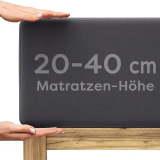 Wolkenfeld Spannbettlaken Jersey 90 x 200 - 100 x 220 cm grau