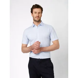 Kurzarmhemd DESOTO "Casual Kent 1/2", Herren, Gr. L, N-Gr, light blau weiß stripes, Jersey, Obermaterial: 100% Baumwolle, gestreift, slim fit normal, Hemden Kurzarmhemd, Kentkragen, Jerseyhemd, slim fit, fein gestreift